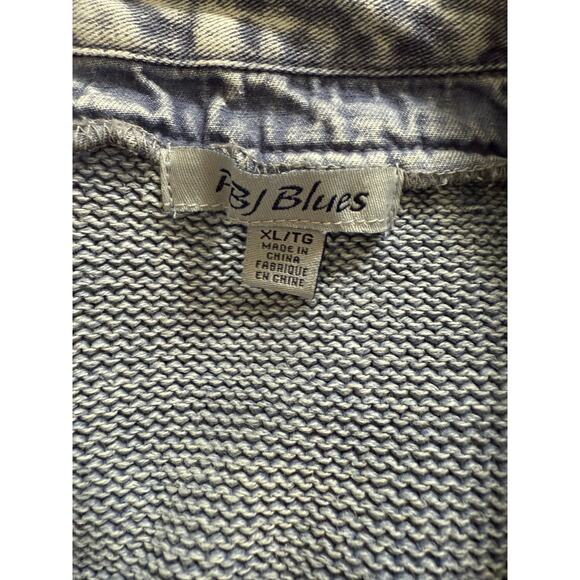 Vintage PBJ Blues Denim & Knit Tunic Cardigan Sweater, XL - Picture 3 of 5